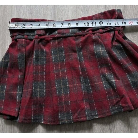Red Plaid Mini Skort High Waist Pleated Built In Shorts Womens L - Picture 6 of 10